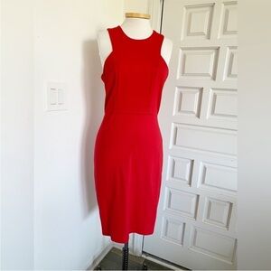 The Vintage Shop Red Midi Dress Sleeveless Bodycon Size Large